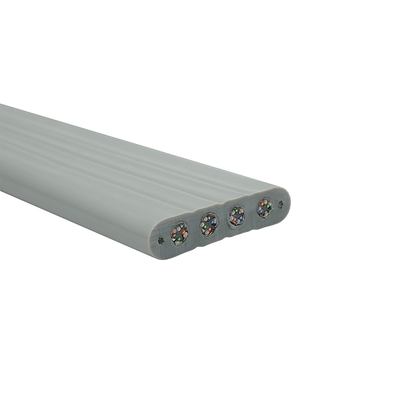 Plochý kábel výťahu s oceľovým drôtom a 4 prepojovacími káblami Cat6